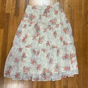 American Eagle Floral Tiered Midi Skirt